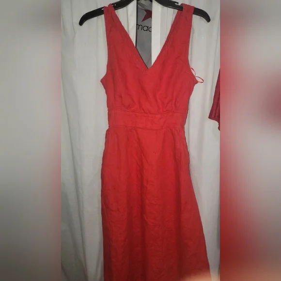 open lace back dress Cynthia Rowley Plus Linen Shark Bite Hem Square neck Pocket Midi Dress   Letay Store